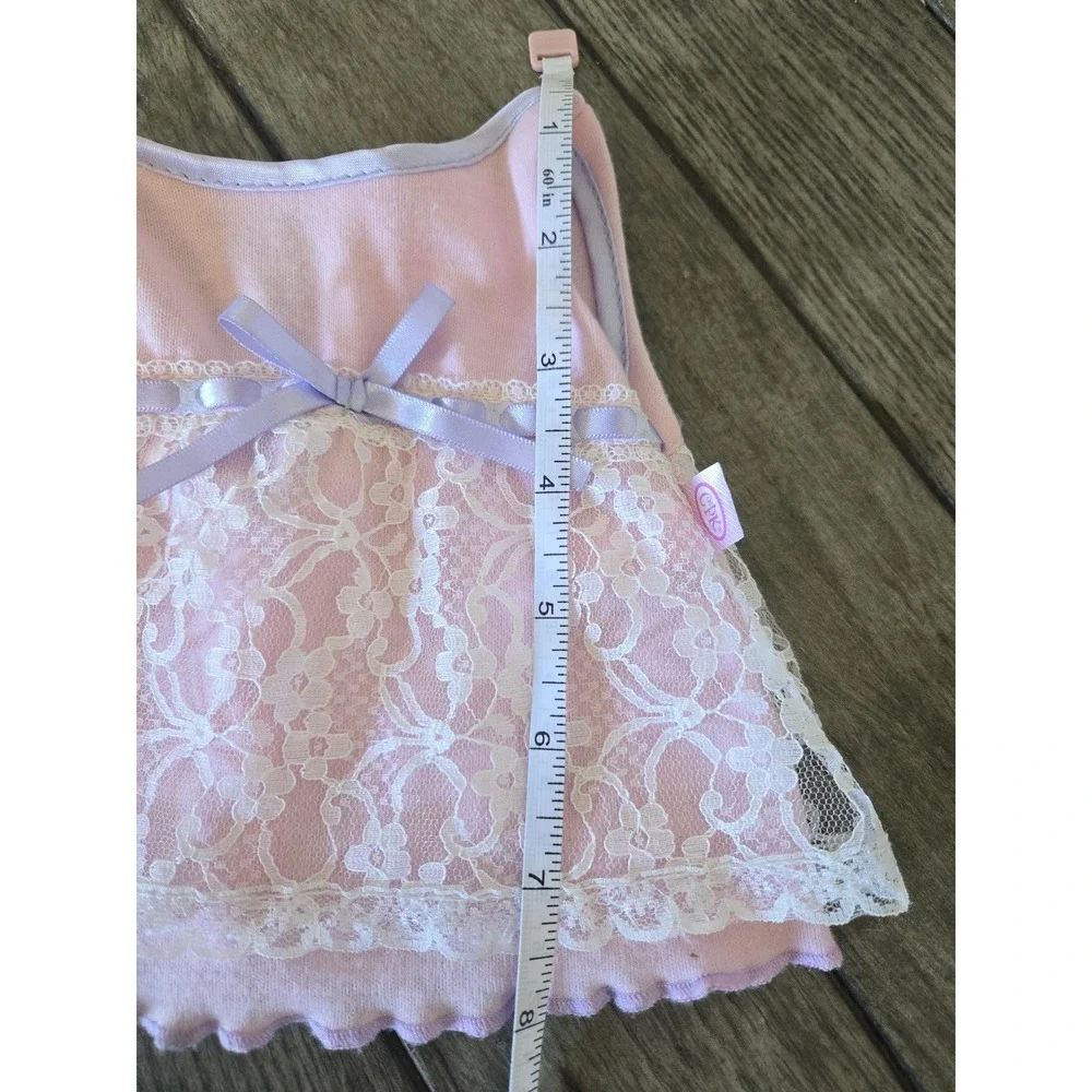 Vintage 2005 CPK Cabbage Patch Kids Pink & Purple Tank Top W/White Lace Overlay